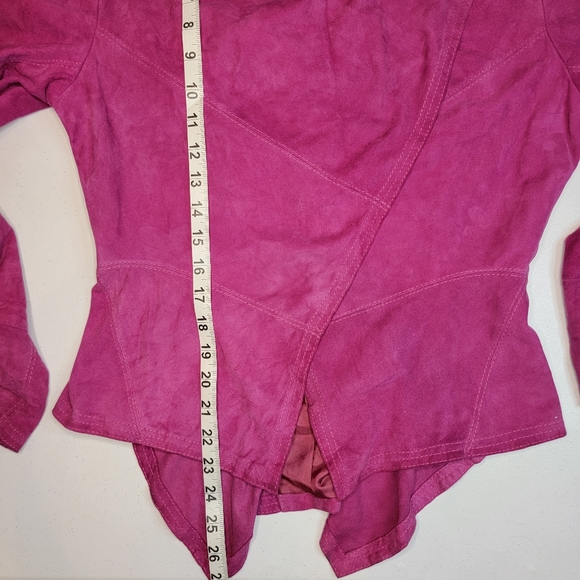 Elements by Vakko 100% Goat Suede Fusia Shacket, Asymmetrical Hem, size M - Picture 11 of 11